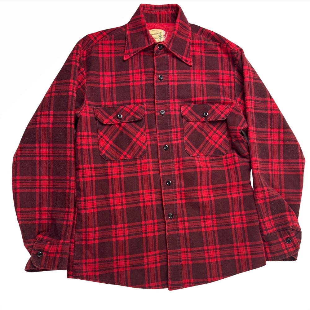 Fieldmaster Sears‎ Outdoor Wear Mens Plaid Flannel Quilted Lined Shirt Jacket M